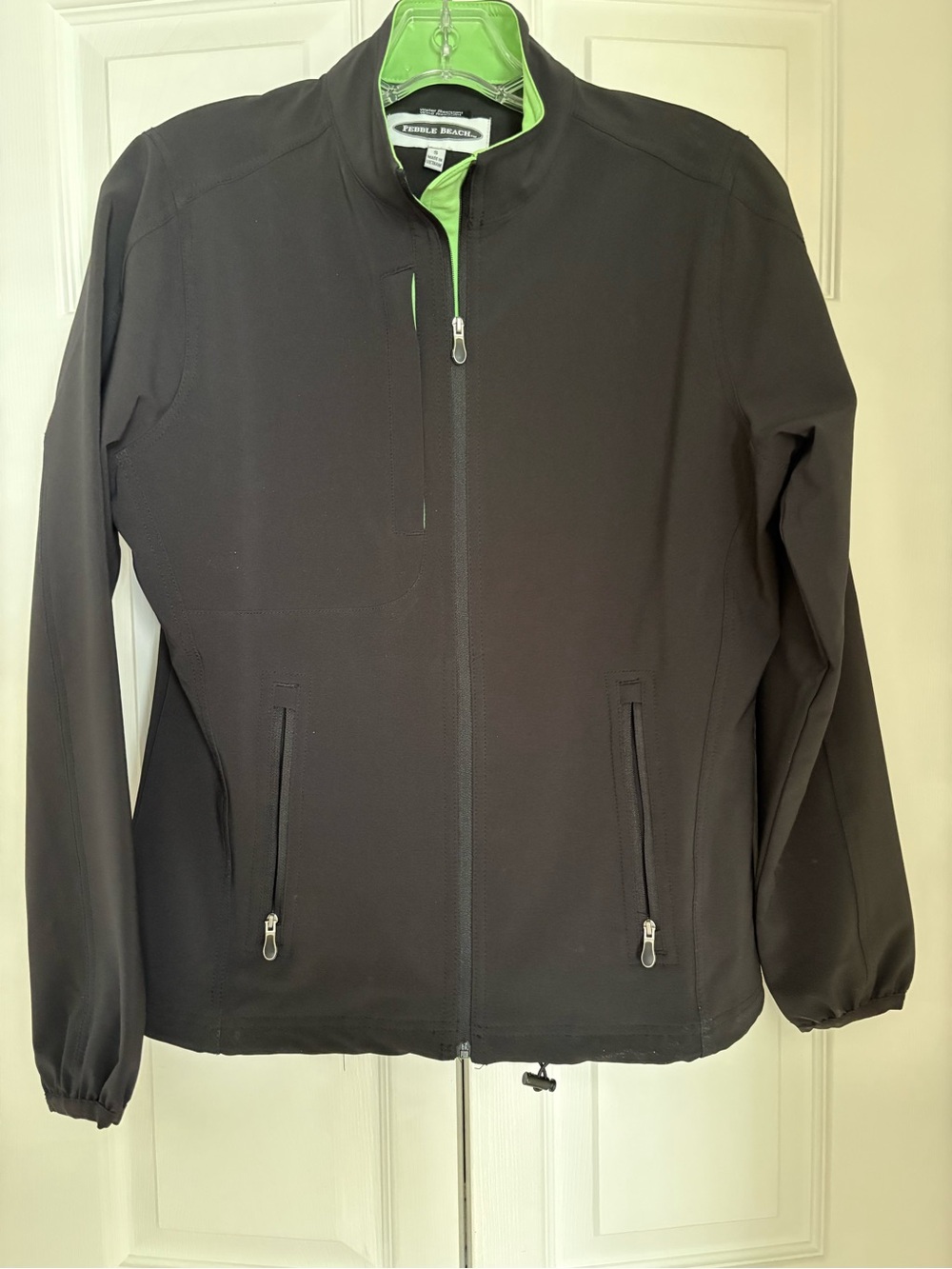 Pebble Beach Ladie’s Black Jacket with Lime Green Trim